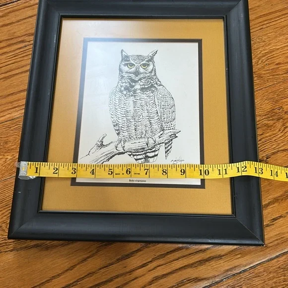 Vintage Ron M. Jenkins signed print of Great Horned Owl. Dated 1974. Matted - Picture 8 of 12